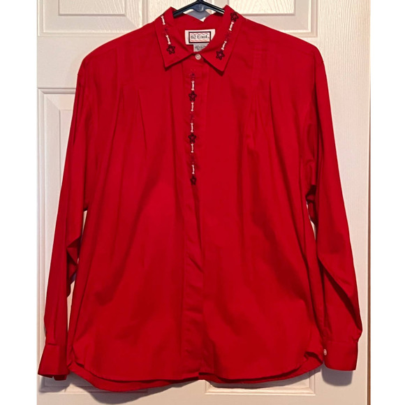 62 East‎ Women's Red Long Sleeve Button Front Detail Collar Chest Size M - Picture 1 of 4